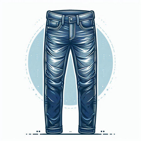 Men's jeans. Vector illustration of a man's jeans in blue color.のイラスト素材