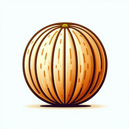 Illustration of a ripe melon on a white background, vector illustrationのイラスト素材