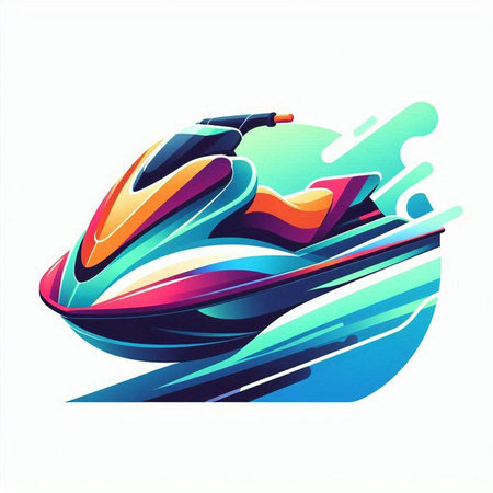 Jet ski, water scooter, vector illustration on white background.のイラスト素材