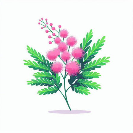 branch of pink flowers on a white background. Vector illustration.のイラスト素材