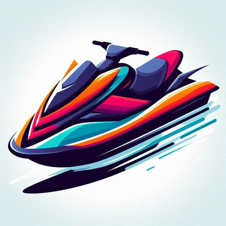 Jet Ski. Vector illustration of a jet ski on a white background.のイラスト素材