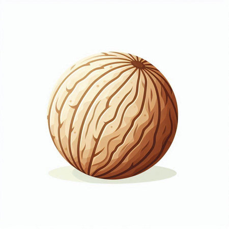 Illustration of a nutmeg on a white background. Vector illustrationのイラスト素材