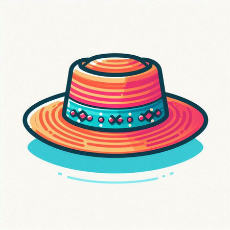 Vector illustration of a summer hat on a white background. Vector illustration.のイラスト素材
