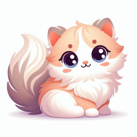 Cute cartoon cat. Vector illustration isolated on a white background.のイラスト素材