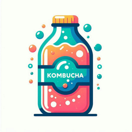 Kombucha bottle. Hand drawn vector illustration in cartoon style.のイラスト素材