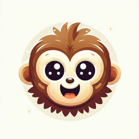 Cute cartoon monkey face on white background. Vector illustration for children.のイラスト素材