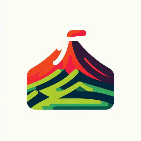 Illustration of a colorful tent in the shape of a mountain.のイラスト素材