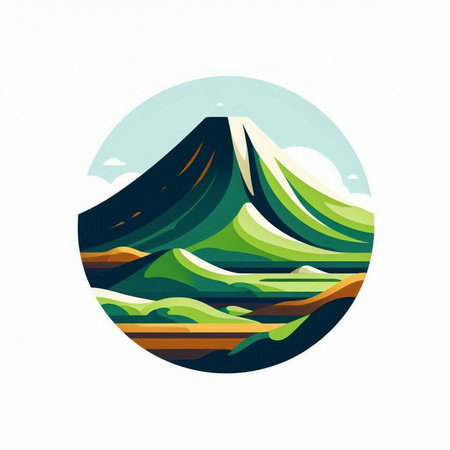 Mountain landscape. Vector illustration of a mountain range in a flat style.のイラスト素材