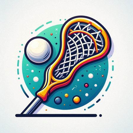 Illustration of a tennis racket and ball on a white background.のイラスト素材