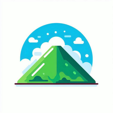 Mountain icon in flat style. Vector illustration on white background.のイラスト素材