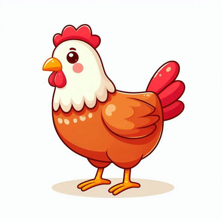 Vector illustration of Cute cartoon rooster isolated on white background.のイラスト素材