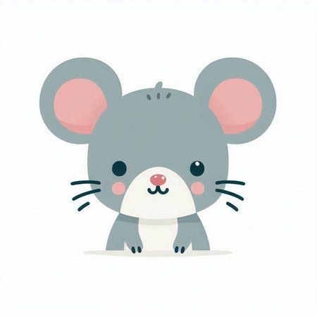Cute cartoon mouse. Isolated on white background. Vector illustration.のイラスト素材