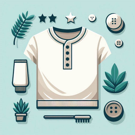Vector illustration of white men's clothing and accessories in flat style.のイラスト素材