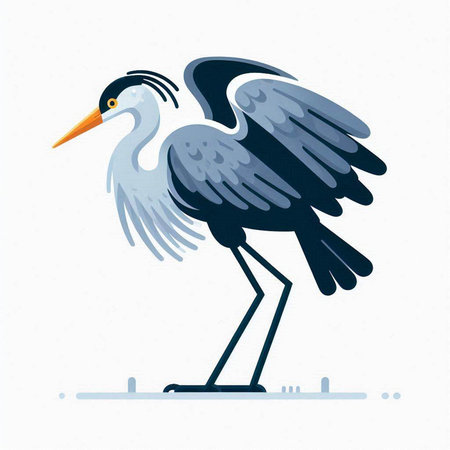 Vector illustration of a stork on a white background. Flat design.のイラスト素材