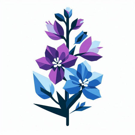 vector illustration of a stylized blue and violet flower isolated on white backgroundのイラスト素材