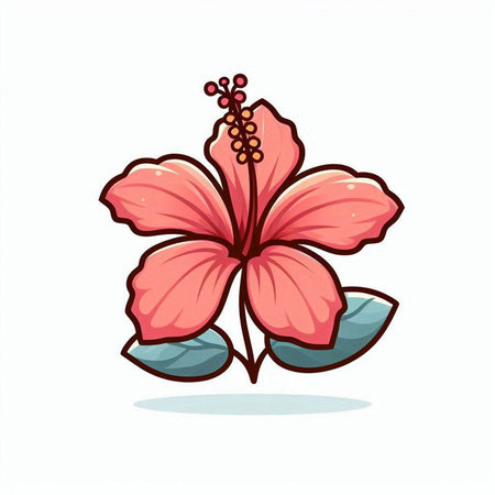 Hibiscus flower. Vector illustration isolated on white background.のイラスト素材