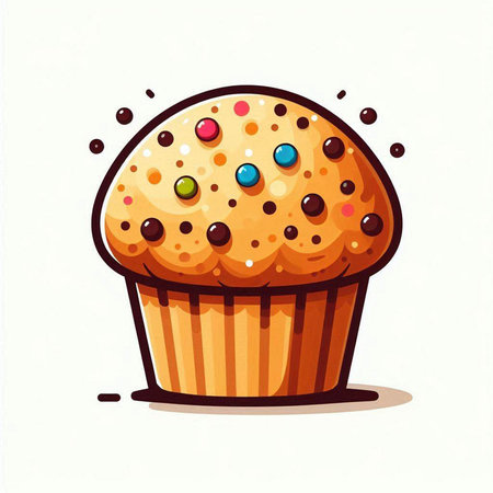 Cupcake with sprinkles. Vector illustration of a cupcake.のイラスト素材