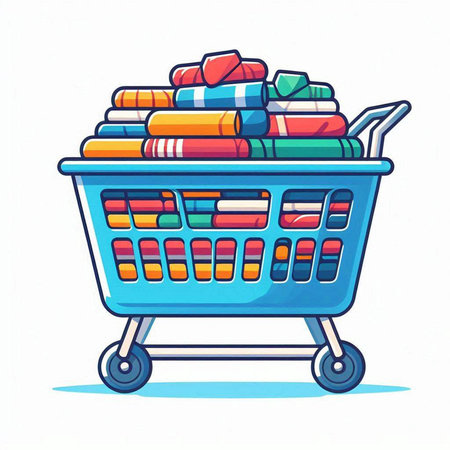 Laundry basket with clothes. Vector illustration in cartoon style.のイラスト素材