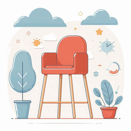 Vector illustration of a chair in a flat style on a white background.のイラスト素材