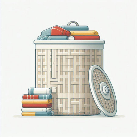 Vector illustration of a trash can with books and a round shield.のイラスト素材