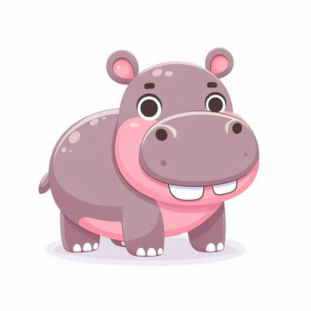 Cute hippo cartoon isolated on white background. Vector illustration.のイラスト素材
