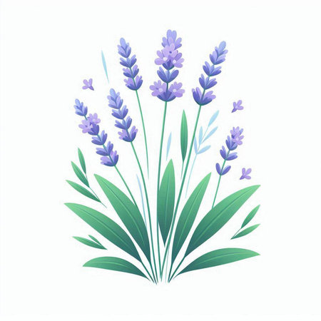Lavender flowers isolated on a white background. Vector illustration.のイラスト素材