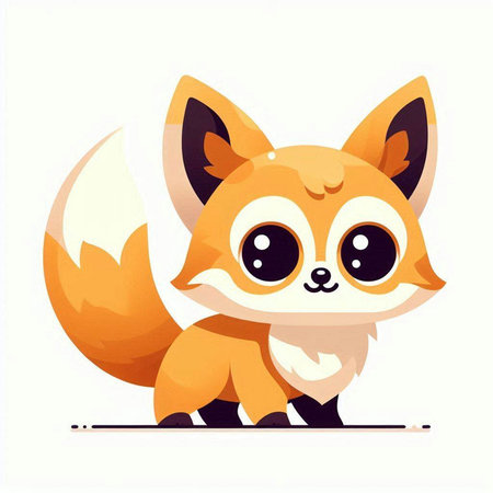 Cute cartoon fox. Vector illustration isolated on a white background.のイラスト素材