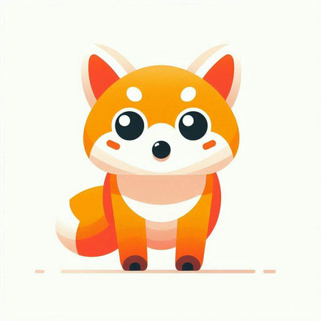 Cute cartoon fox. Vector illustration in flat style on white background.のイラスト素材