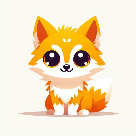Cute cartoon fox. Vector illustration of a cute little fox.のイラスト素材