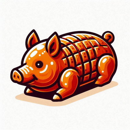 Vector illustration of a cute cartoon little pig, isolated on white background.のイラスト素材