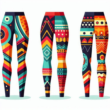 Vector set of leggings with ethnic ornaments. Vector illustration.のイラスト素材