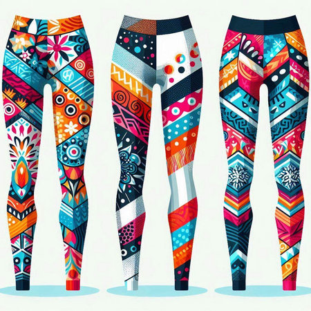 Colorful leggings with ethnic pattern. Vector fashion illustration.のイラスト素材
