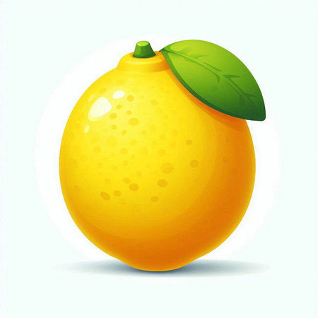 Lemon with leaf on white background. Vector illustration. Eps10のイラスト素材