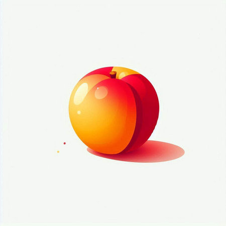 Illustration of a fresh red apple on a white background with shadowのイラスト素材