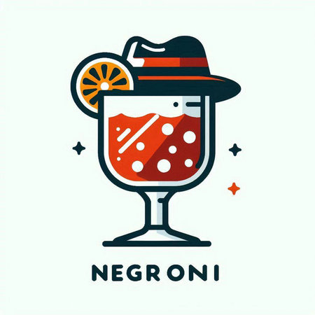Vector illustration of a cocktail in a glass with a straw hat.のイラスト素材