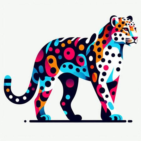 Abstract leopard with colorful spots on white background. Vector illustration.のイラスト素材