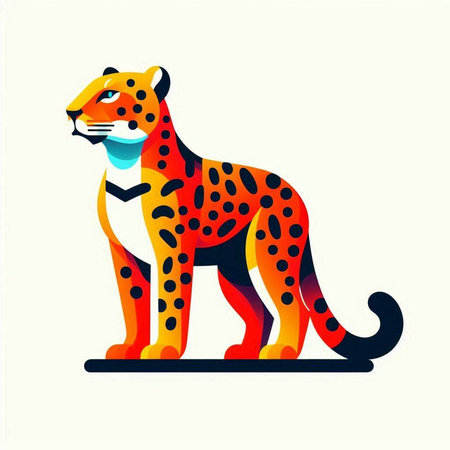 Abstract leopard with colorful dots on white background. Vector illustration.のイラスト素材