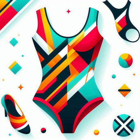 Swimsuit with colorful geometric shapes. Vector illustration for your designのイラスト素材