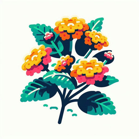 Illustration of a bunch of yellow and orange flowers on a white backgroundのイラスト素材