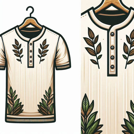 Polo shirts with leaves on hanger. Vector illustration in retro style.のイラスト素材