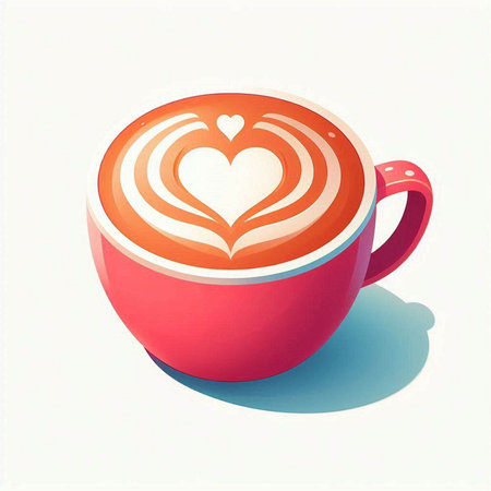 Cup of coffee with heart on white background. Vector illustration.のイラスト素材