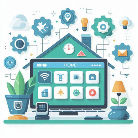 Flat design modern vector illustration concept of smart home with icons.のイラスト素材
