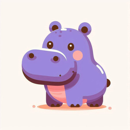 Cute hippopotamus. Vector illustration in flat cartoon style.のイラスト素材