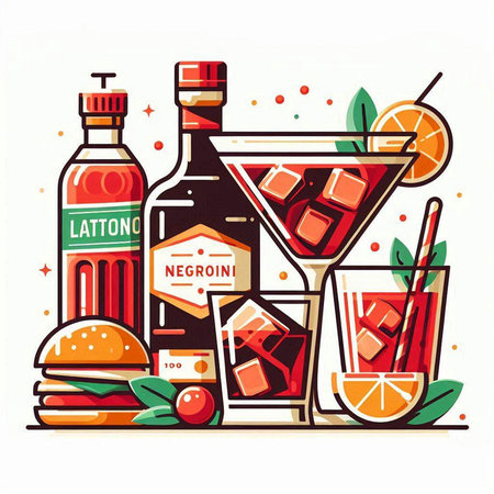 Alcoholic drinks set. Vector illustration in flat cartoon style.のイラスト素材