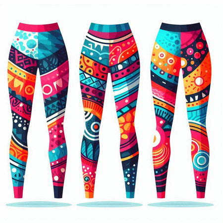 Fitness leggings with colorful patterns. Vector illustration for your designのイラスト素材
