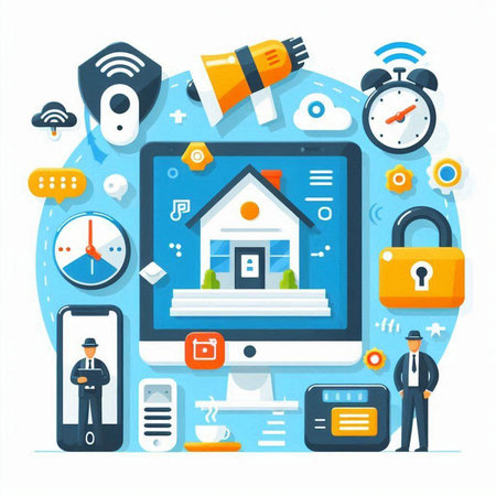 Smart home and internet of things concept. Vector illustration in flat styleのイラスト素材