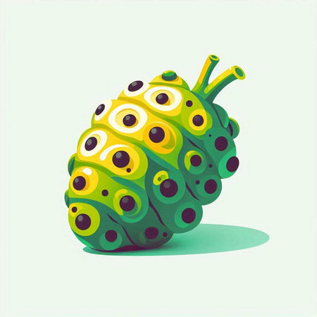 cute green mulberry on a white background. vector illustration.のイラスト素材