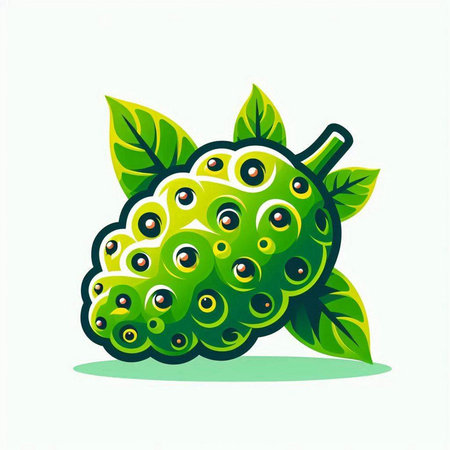 Green guava fruit with leaf isolated on white background. Vector illustration.のイラスト素材