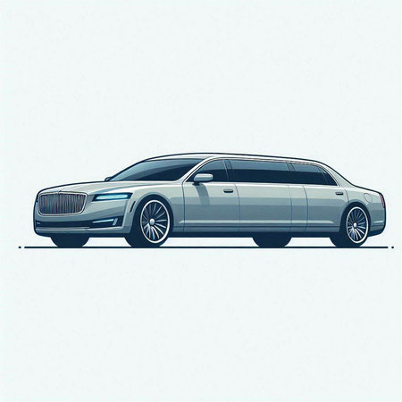 Illustration of a luxury limousine on a white background.のイラスト素材