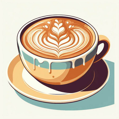 Cup of cappuccino with latte art. Vector illustrationのイラスト素材